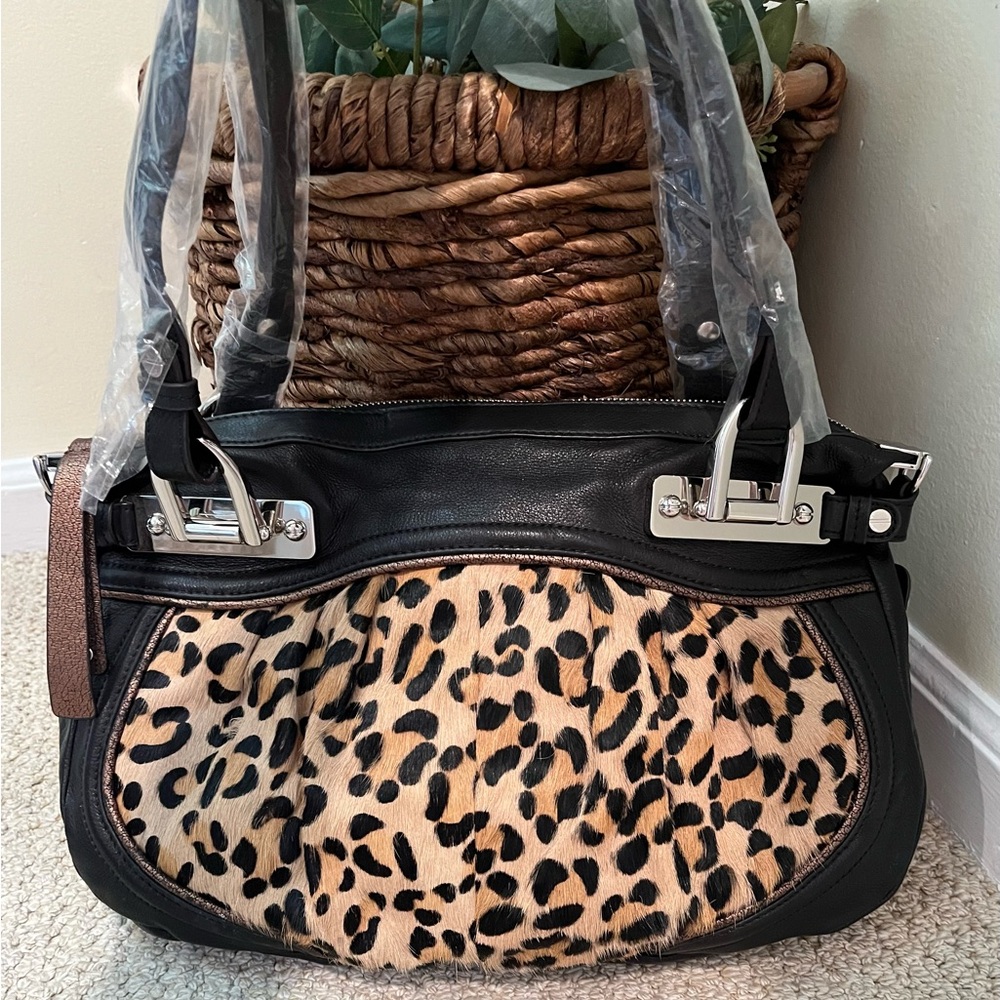 B. Makowsky Vintage Leopard Print Leather Women's Bag